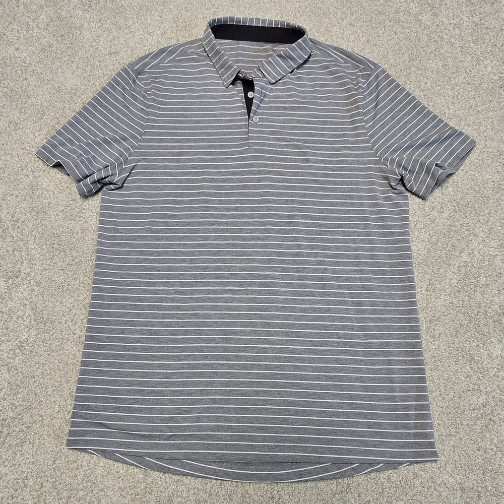 Lululemon Polo Shirt Mens Large‎ Gray Evolution Commute Office Work Golf Range